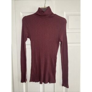 Sundry 3 Mauve Ribbed Long Sleeve Cowl Neck Blouse Large